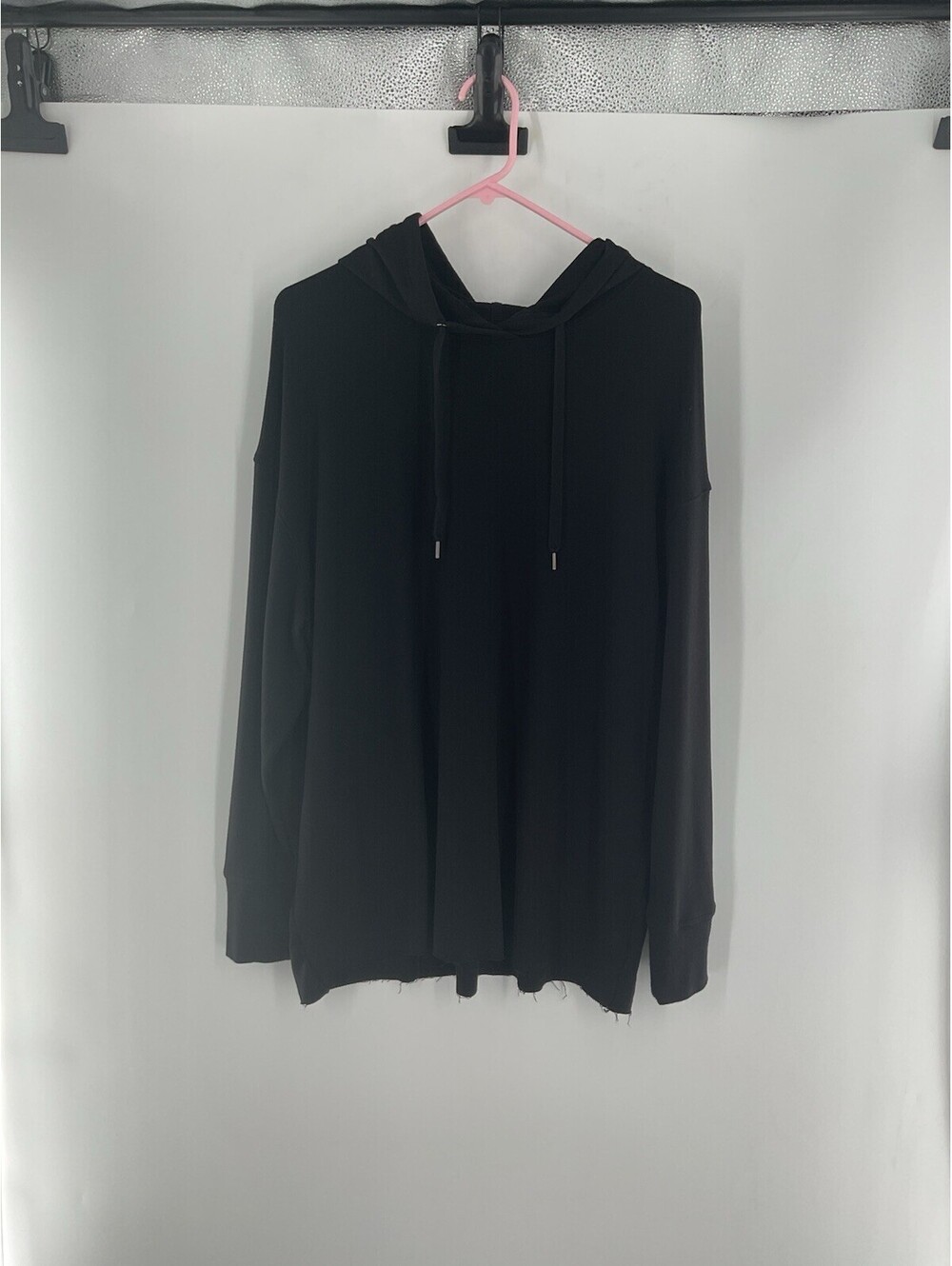Live-in French Terry Women’s Size Large Hooded Shirt Black 138